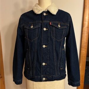 Levi's Sherpa Lined Kids Jacket Trucker Dark Wash Western Cowboy Rodeo